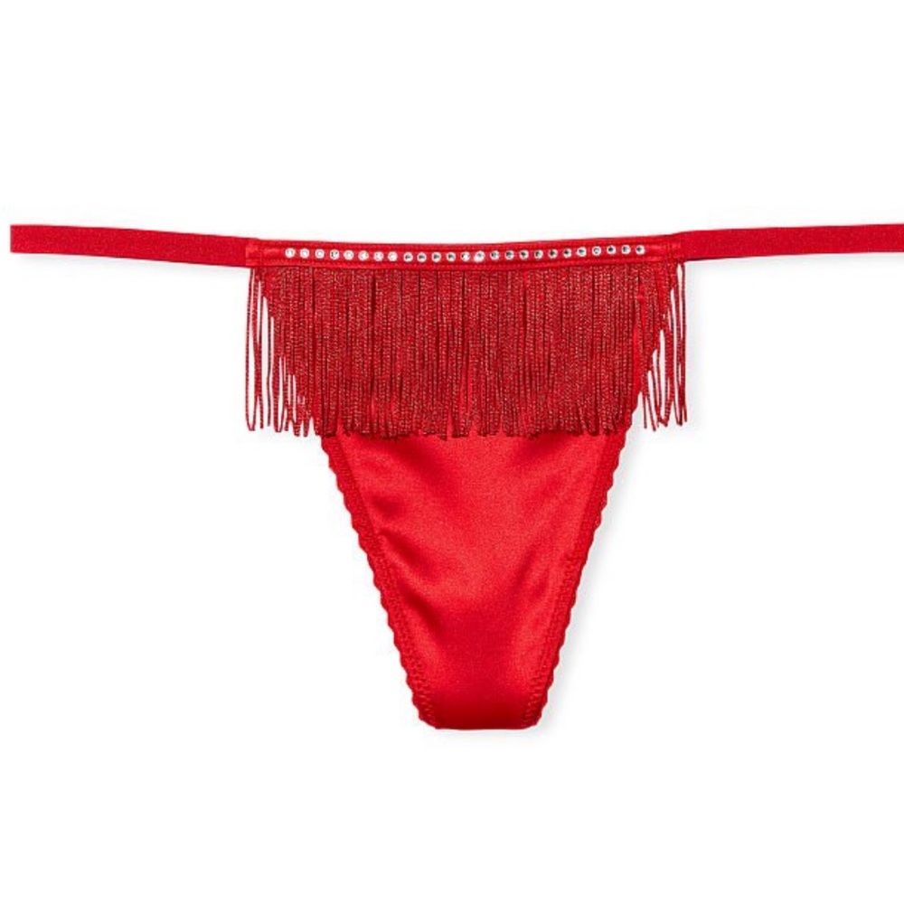Victoria’s Secret  RED Very Sexy
Fringe V-String Panty size XL NWT